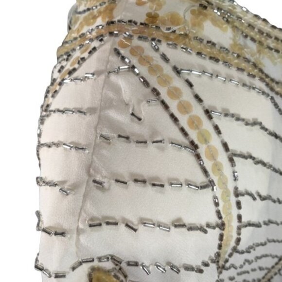 Vintage Lillie Rubin Silk Off White Beaded Dress Sz S Flapper Roaring 20s Retro - Picture 6 of 16